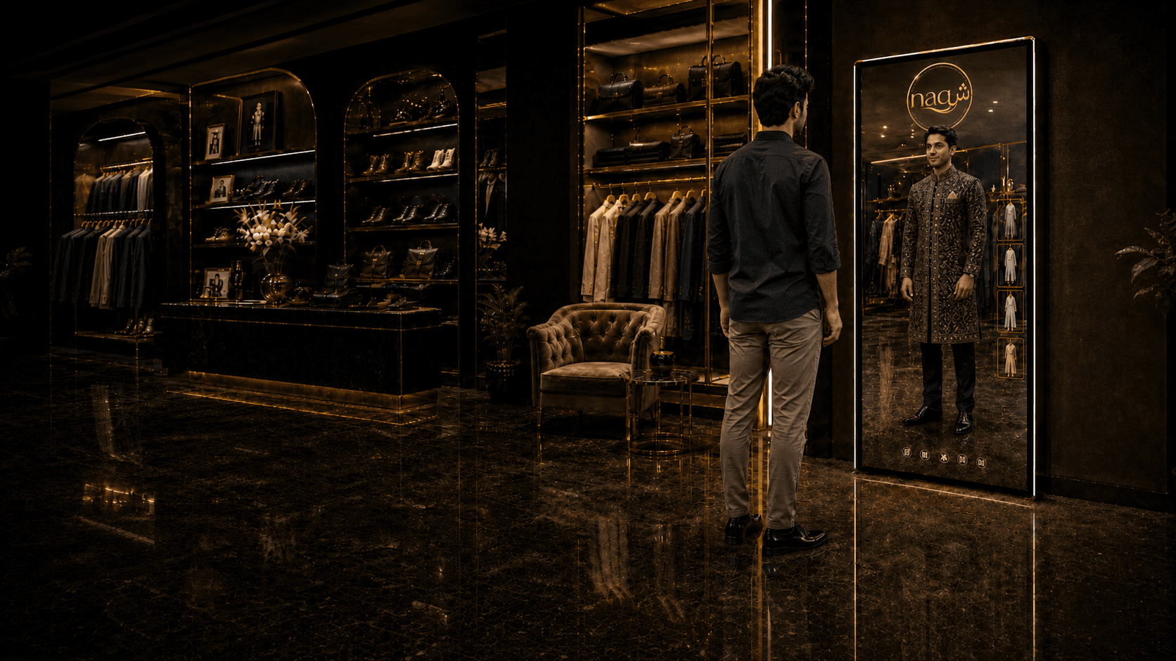 Store Try-On Stations in a retail fitting area